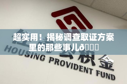 福清超实用！揭秘调查取证方案里的那些事儿😎