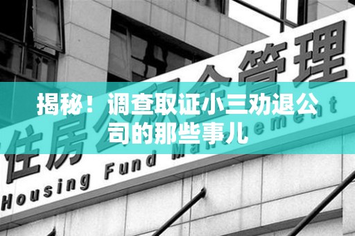 福清揭秘！调查取证小三劝退公司的那些事儿