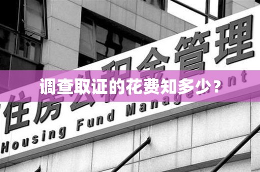 福清调查取证的花费知多少？